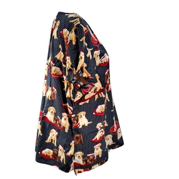 *SOLD* White Cross Scrubs Top Christmas Puppies - Picture 3 of 7